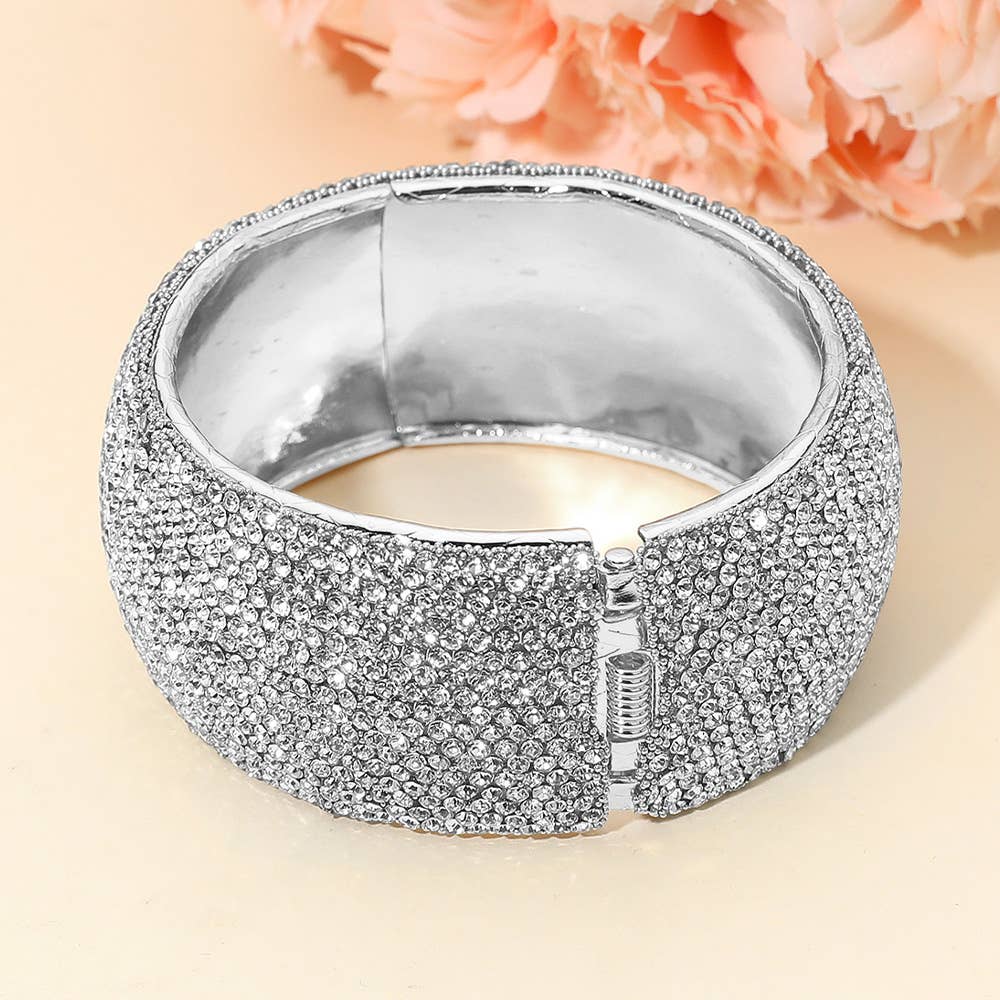 Sensibling Corp. - Venta al por mayor Brazalete - Brazalete de noche ancho con bisagras adornado con perlas y pedrería.19