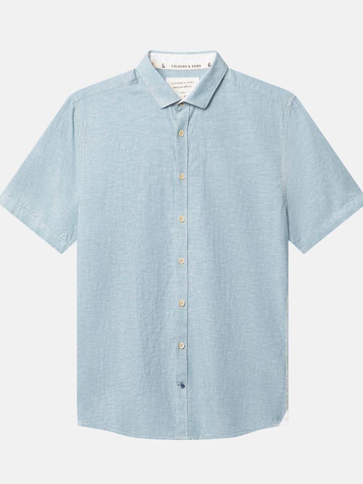 Kortärmad linnemixskjorta - Kimono för wholesale av COLOURS & SONS