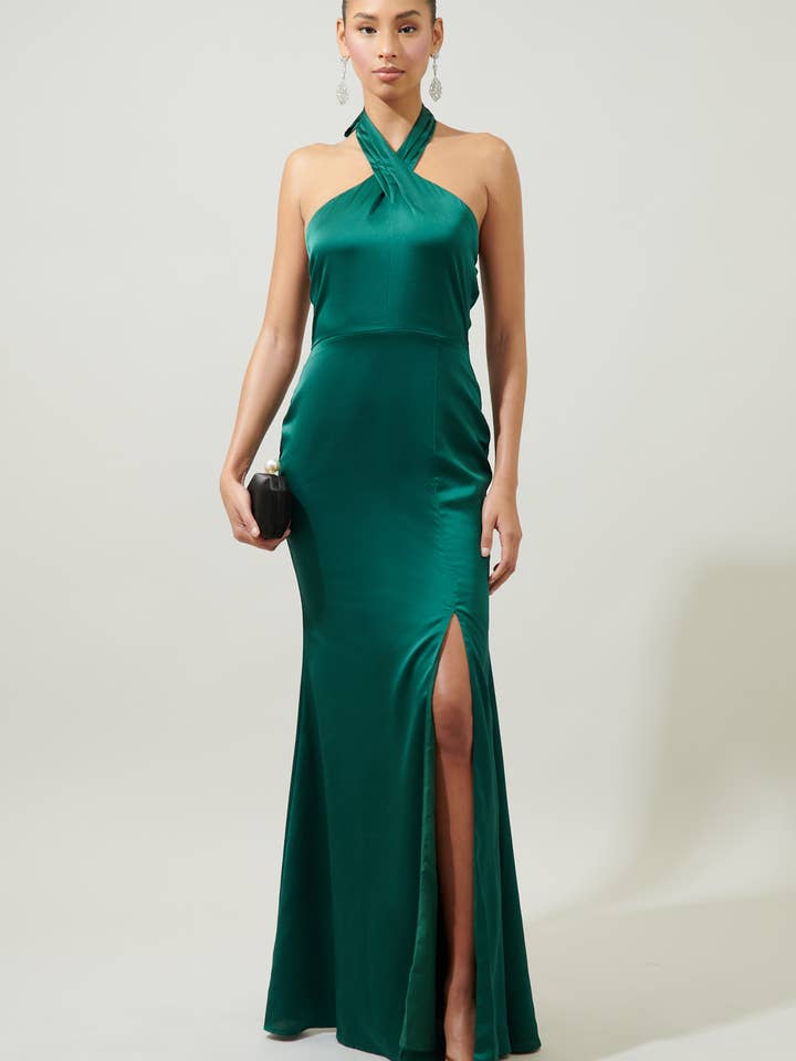 Sugarlips - Wholesale Gown - Women's - Spellbound Halter Satin Maxi Dress