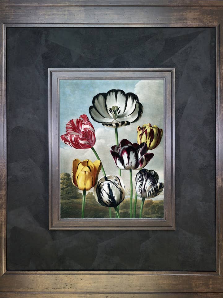 Art Deco Flowers I with Espresso Walnut and Fabric for wholesale by The Brightener Group