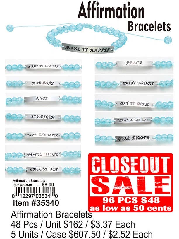 Affirmation Bracelets for wholesale by Puka Creations