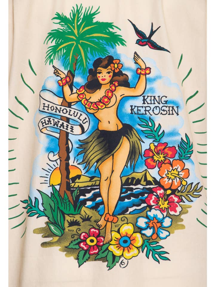 ecru Hawaiian organic cotton shirt “Honolulu Hawaii” for wholesale on Faire6