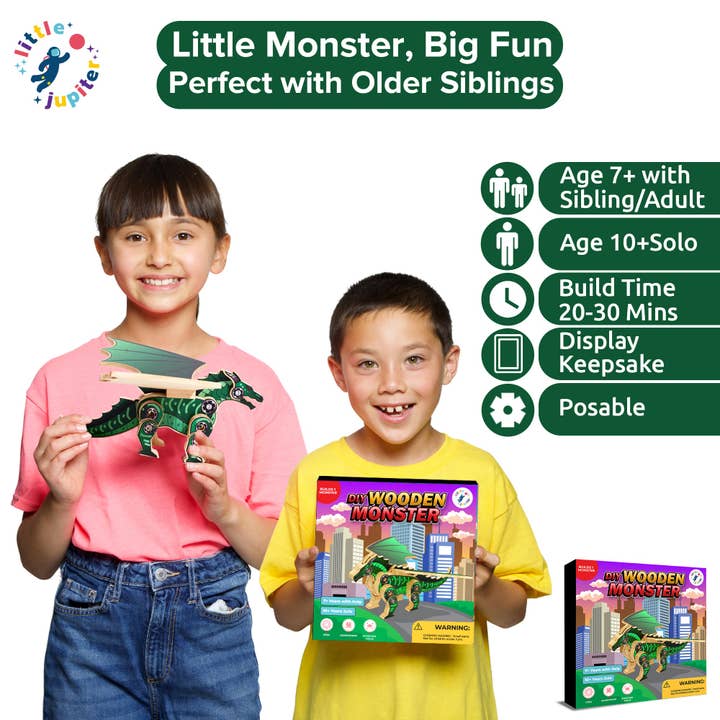 AYK Brand – Engroshandel DIY-hobbysæt – Børn – DIY træsæt med klistermærker - Monster Series (Monster Type 2)1