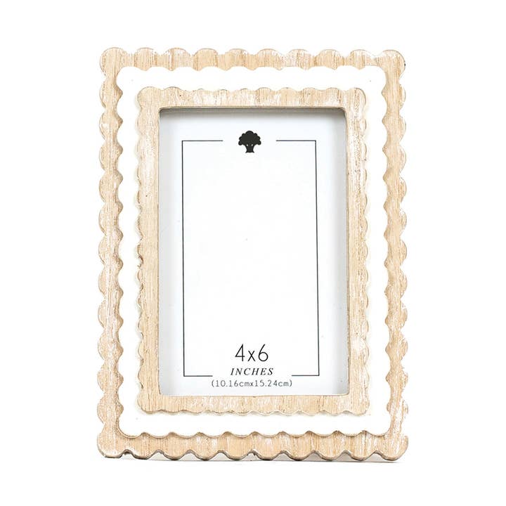 17024 - 6x8 wood scallop photo frame (4x6) Home Decor 12064 for wholesale by Devanie At Home (Formerly Adams & Co.)