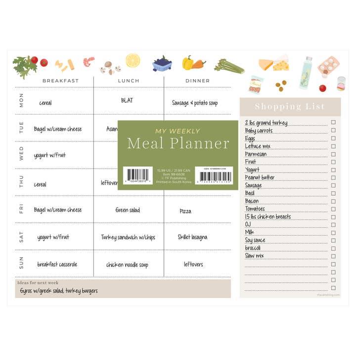 TF Publishing - Paper Goods - Wholesale Planner - Everyday Essentials Meals & Grocery Planning Pad2