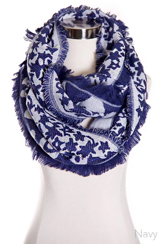 Hana - Wholesale Scarf - Women's - Multi Pattern Infinity Fringe Edge Scarf0