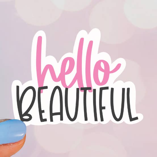 Autocollant vinyle Hello Beautiful Hand Lettered pour la vente par Letters from Elliott