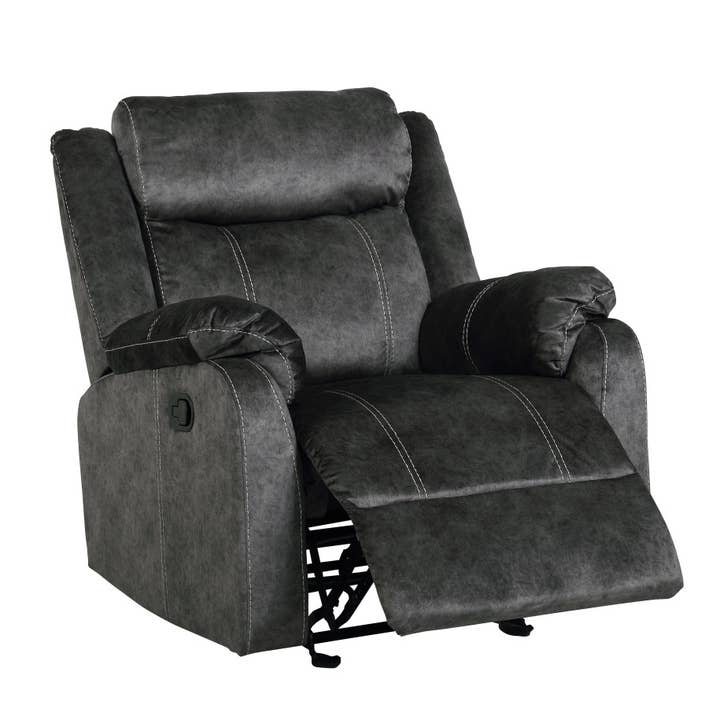 HomeRoots - Wholesale Chair - 35" Granite Gray Fabric Manual Recliner1