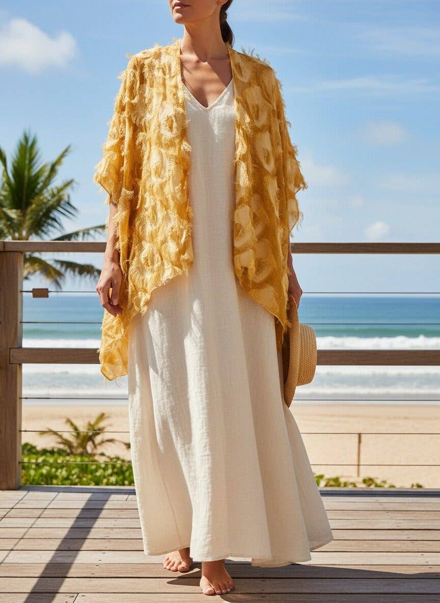 JC Sunny Fashion - Wholesale Kimono - Women's - JC060283 Elegant 3D Feather Fringe Eyelash Kimono/Cover-Up14