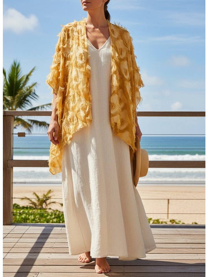 JC Sunny Fashion - Wholesale Kimono - Women's - JC060283 Elegant 3D Feather Fringe Eyelash Kimono/Cover-Up14