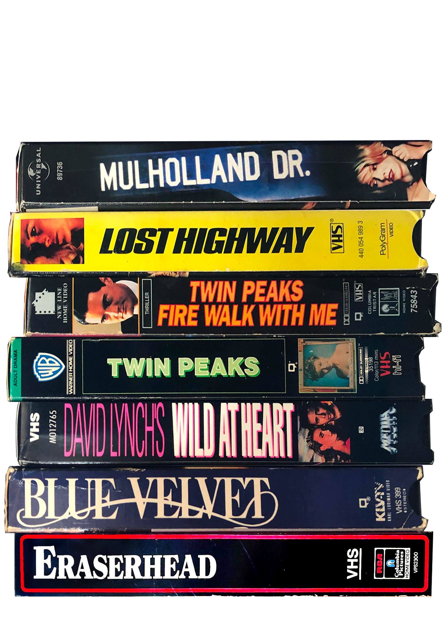 Xeno Pop – wholesale Klistermärke – VHS David Lynch filmer 5x5 stansad vinylklistermärke0