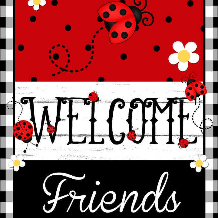 Krans tecken, Lady Bug sommarskylt, 8x10 ”metallskylt, DECOE-578, DecoExchange, skylt för krans för wholesale av DecoExchange