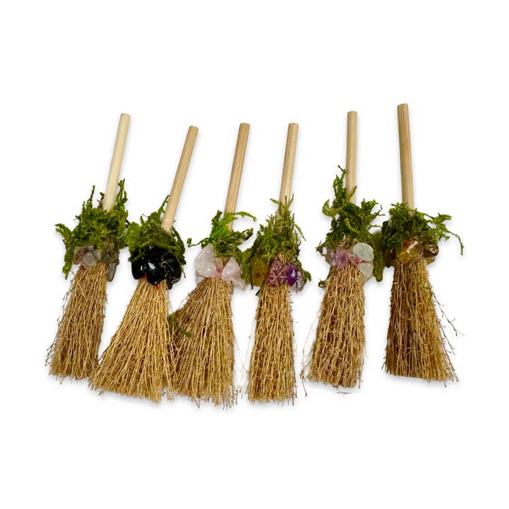 Mini Travel Besom Altar Brooms with Crystals for wholesale by Cannapothecary