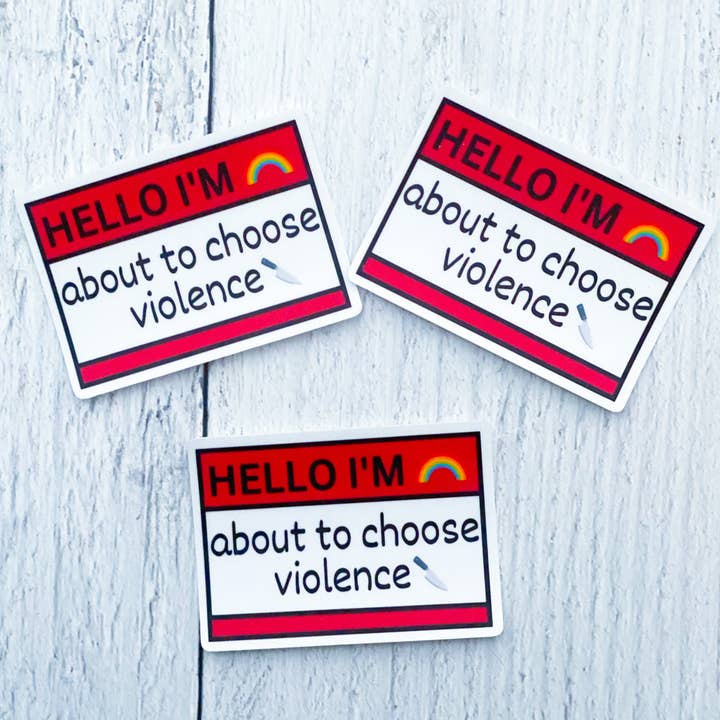 Hello Violence Sticker for wholesale by The Black Lab Soapery