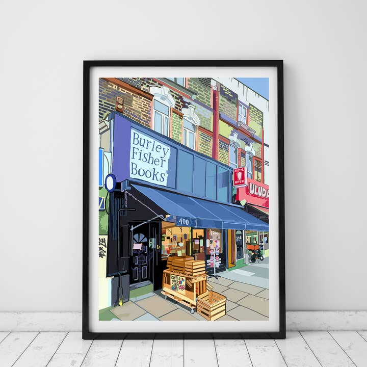 Burley Fisher Books, Haggerston, Illustration Art Print for wholesale by Tomartacus