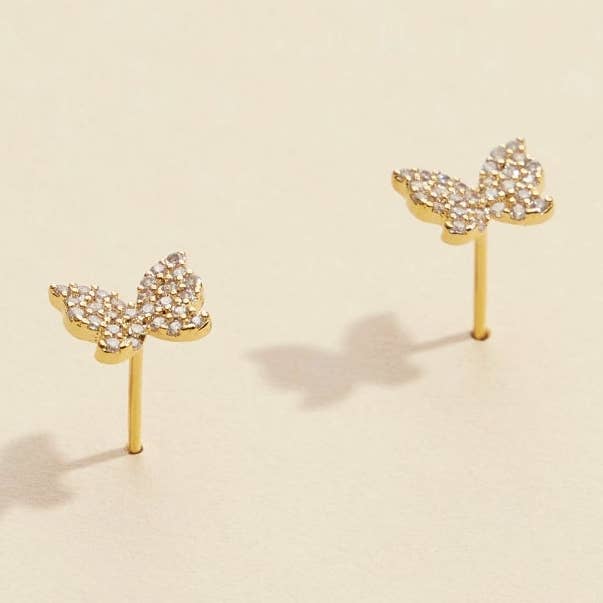 Funkelnde Schmetterling-Strass-Gold-überzogene Ohrstecker für den Großhandel von Frem