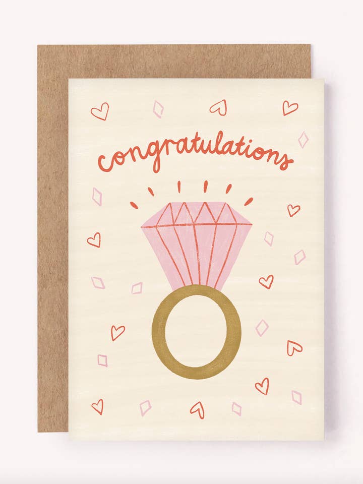 Engagement Congratulations Card - Engaged Couple Greeting for wholesale by Lauren Sissons Studio