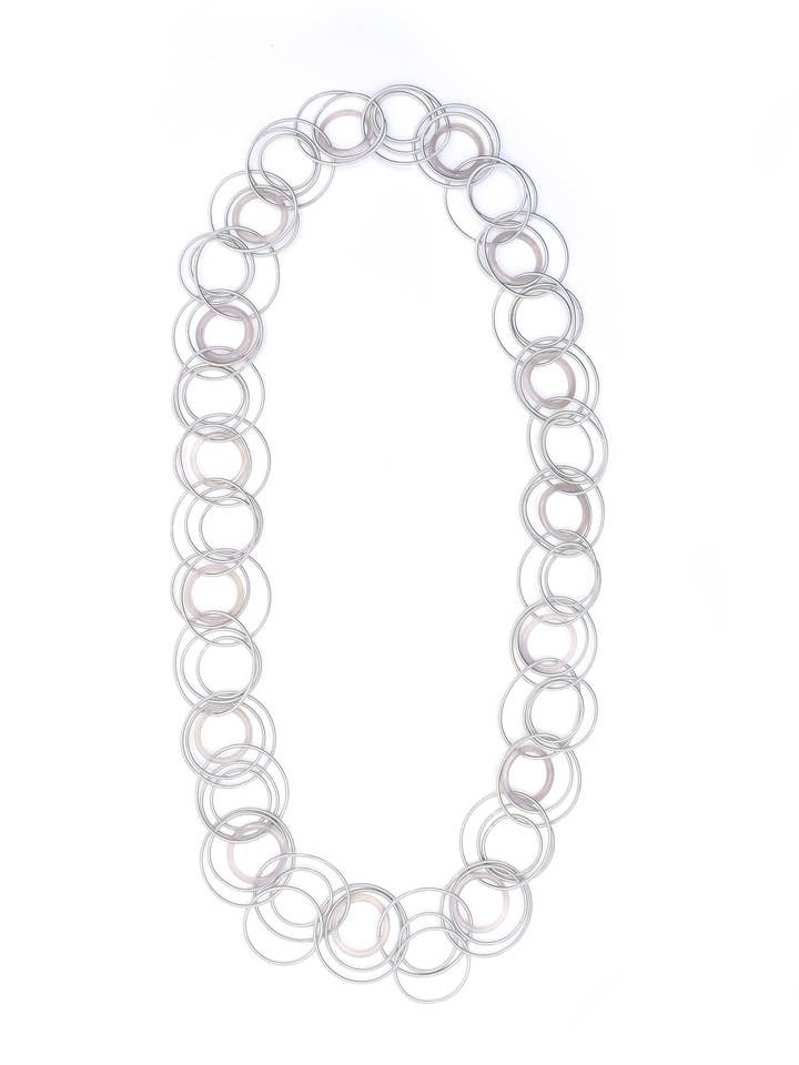 L76E Silver With Smokey Quartz Rings Necklace for wholesale by Sea Lily