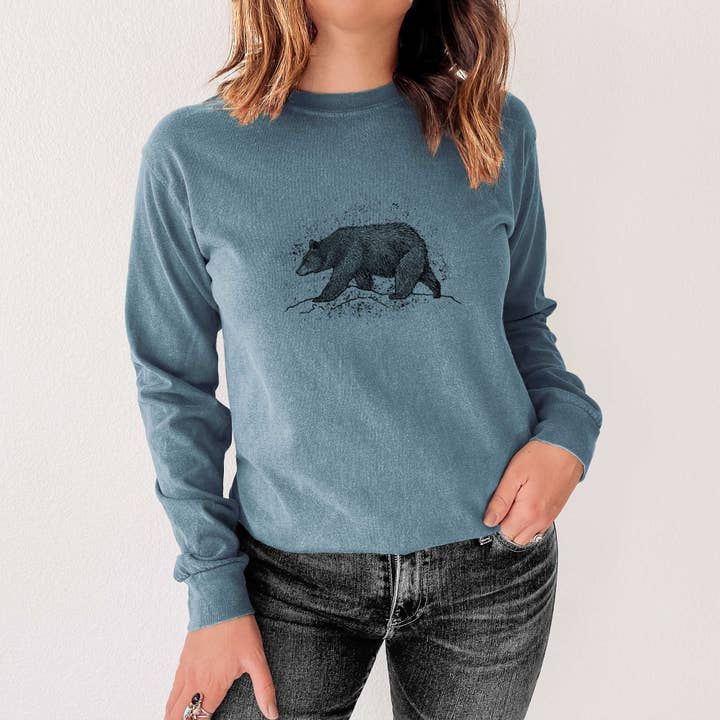 Because Tees - Wholesale Screen Printed T-Shirt - Unisex - Black Bear - Heavyweight 100% Cotton Long Sleeve1