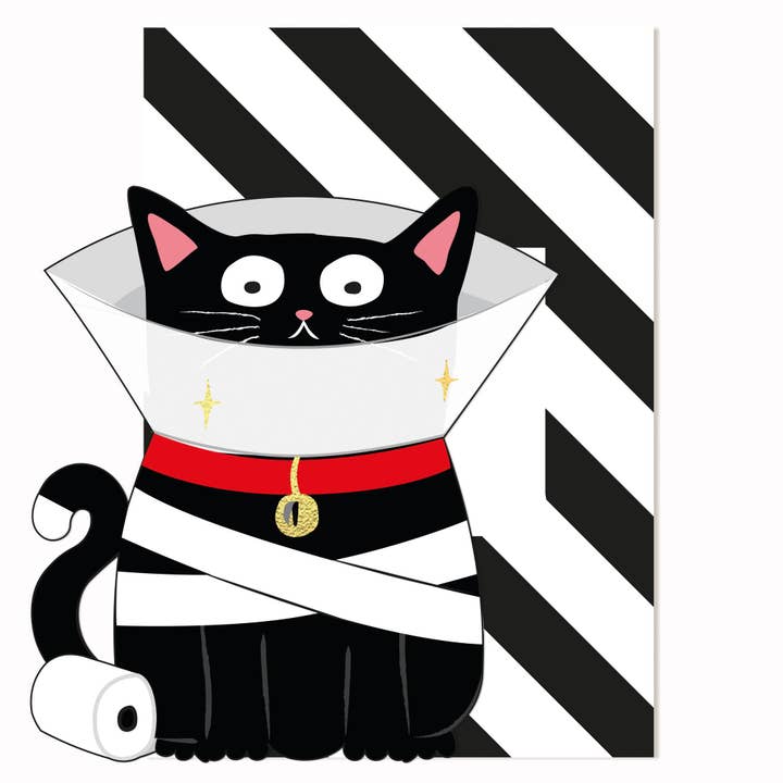 Get Well Soon Funny Cat Greeting Card for wholesale by Tache