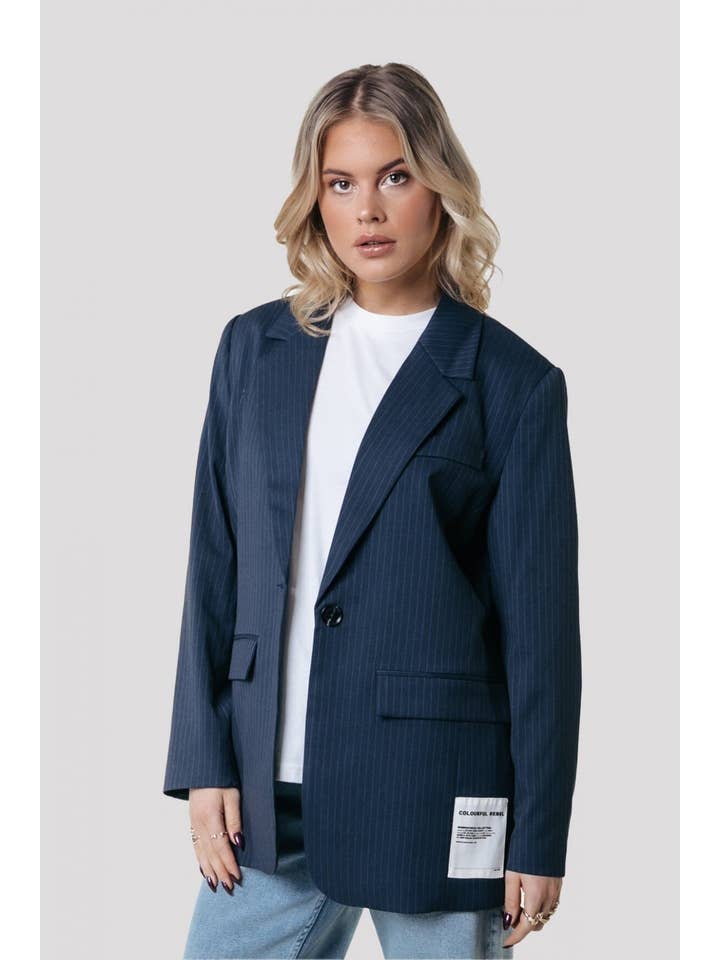 Jesra Stripe Blazer | Dark blue for wholesale on Faire1