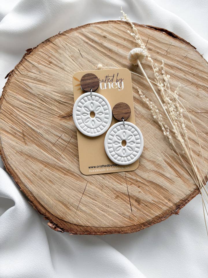 Boho drops + Walnut stud for wholesale by Crafted by Cortney