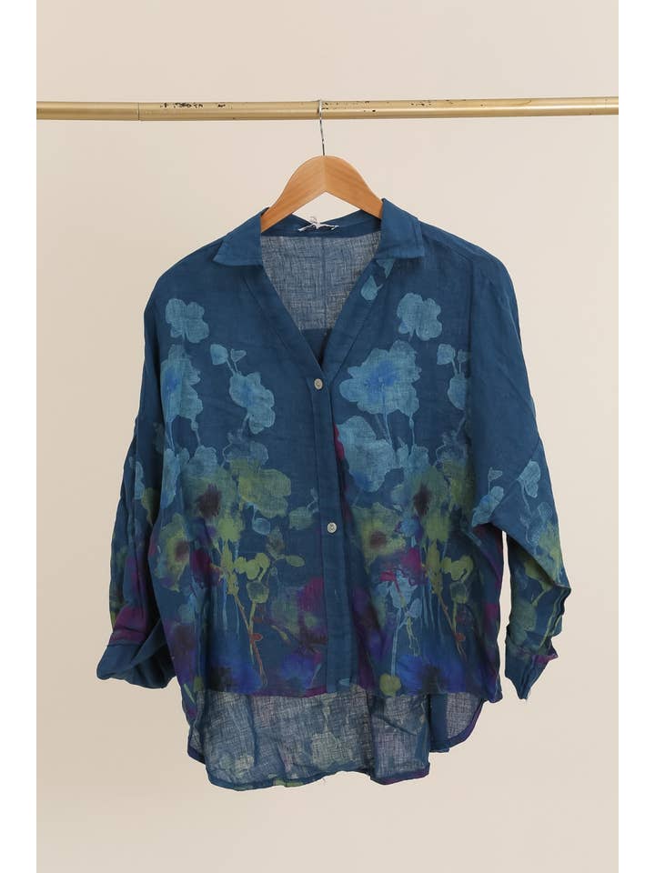 la maison des fibres naturelles – wholesale College/Baseball Jacket - Women’s – Floral print blouse 20984 100% linen5