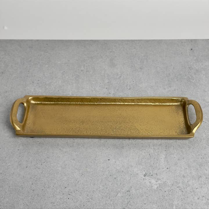 India Handicrafts Inc - Wholesale Decorative Tray - GOLD RECT TRAY