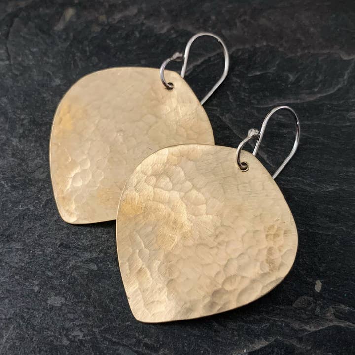 Hammered Brass Leaves for wholesale by Raegan Hough Metalsmith