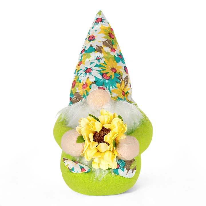 7'' Sunflower Green and Yellow Fabric Gnome for wholesale by Clever Monsters