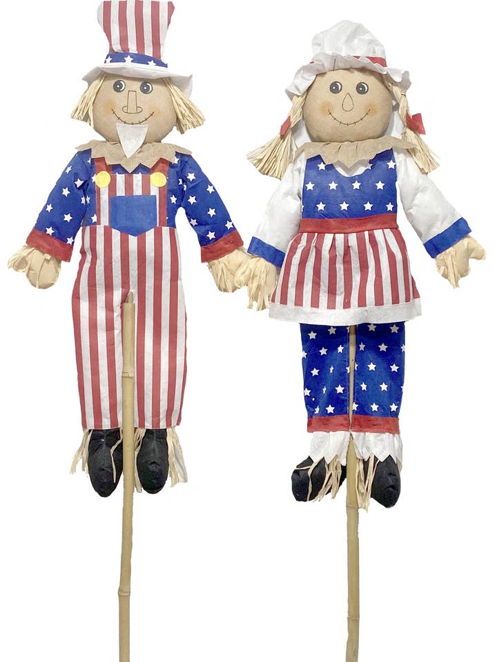 Lot de 2 décorations de jardin Oncle Sam sur un poteau, le 4 juillet, 5 pieds pour la vente par WORTH IMPORTS