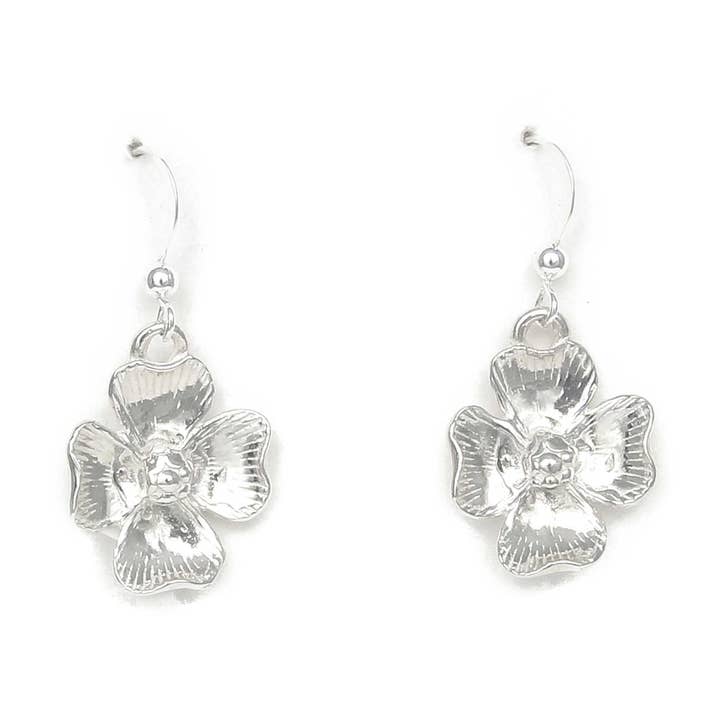 Lucina K. – Brincos de argola por atacado – Brincos Flor de Dogwood Prata de Lei0