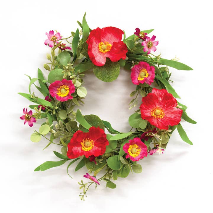 Anillo con forma de vela con amapolas y flores silvestres al atardecer, 6.5 pulgadas para venta al por mayor de CWI Gifts