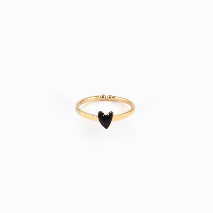 GRANT heart ring (black) for wholesale by Titlee