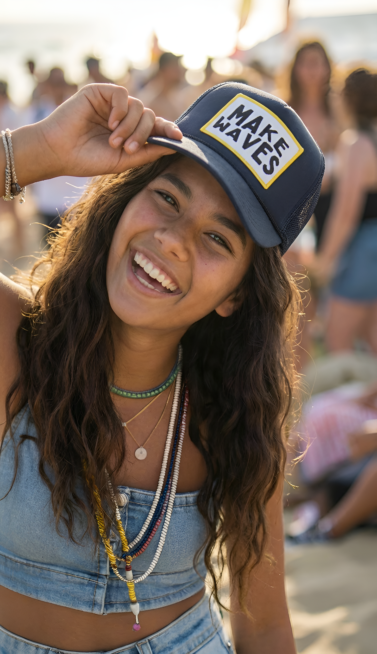 Make Waves Trucker Hat in Navy for wholesale on Faire1