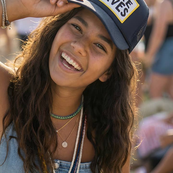 Make Waves Trucker Hat in Navy for wholesale on Faire1