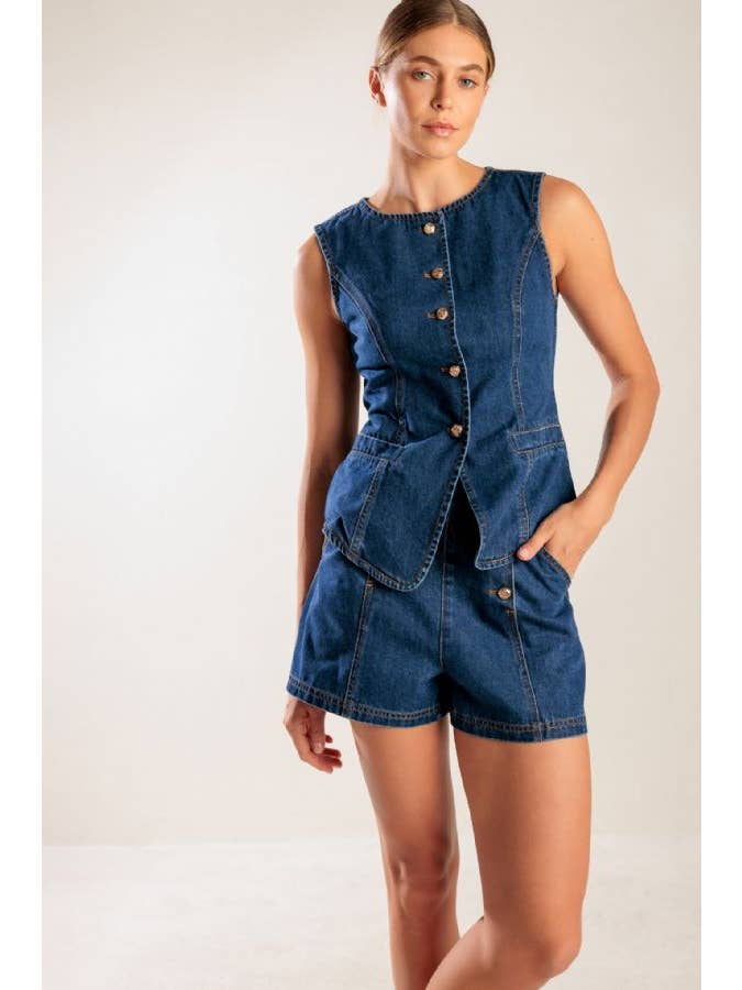 A denim vest - FJ1216 for wholesale on Faire