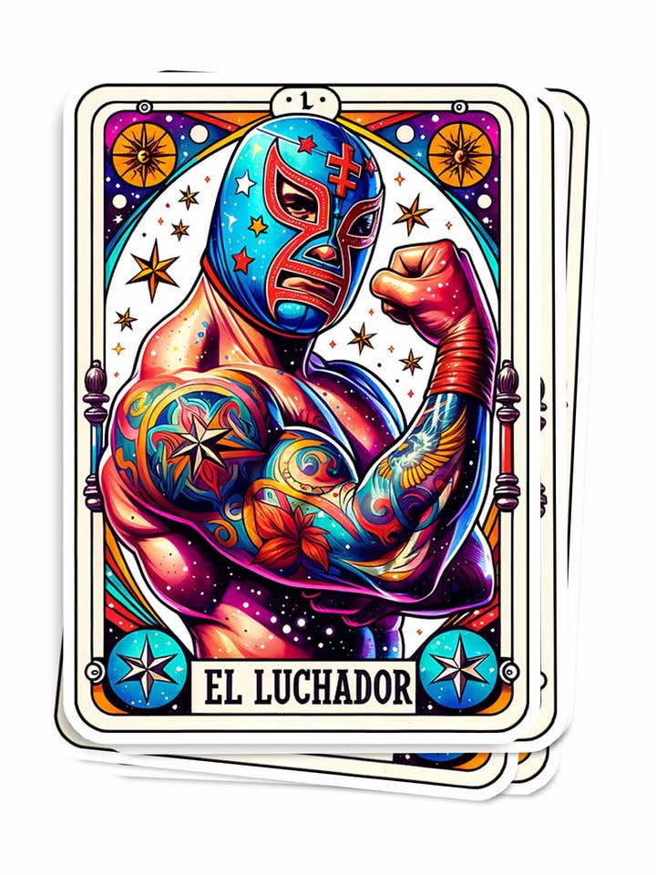 Autocollant de carte de tarot Luchador, autocollants artistiques amusants pour la vente par Side Story
