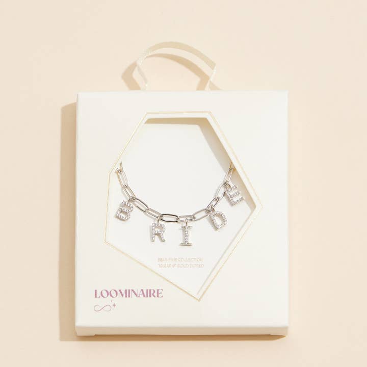 Frem - Wholesale Pendant/Charm Necklace - Sparkling "Bride" Cubic Zirconia 18K Gold Charm Necklace