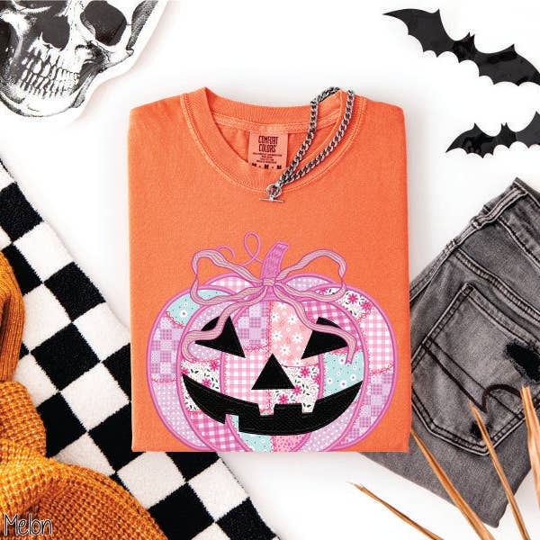 Bama Screens - Wholesale Graphic Sweatshirt - Women's - Preppy Floral Pink Pumpkin #BS83883