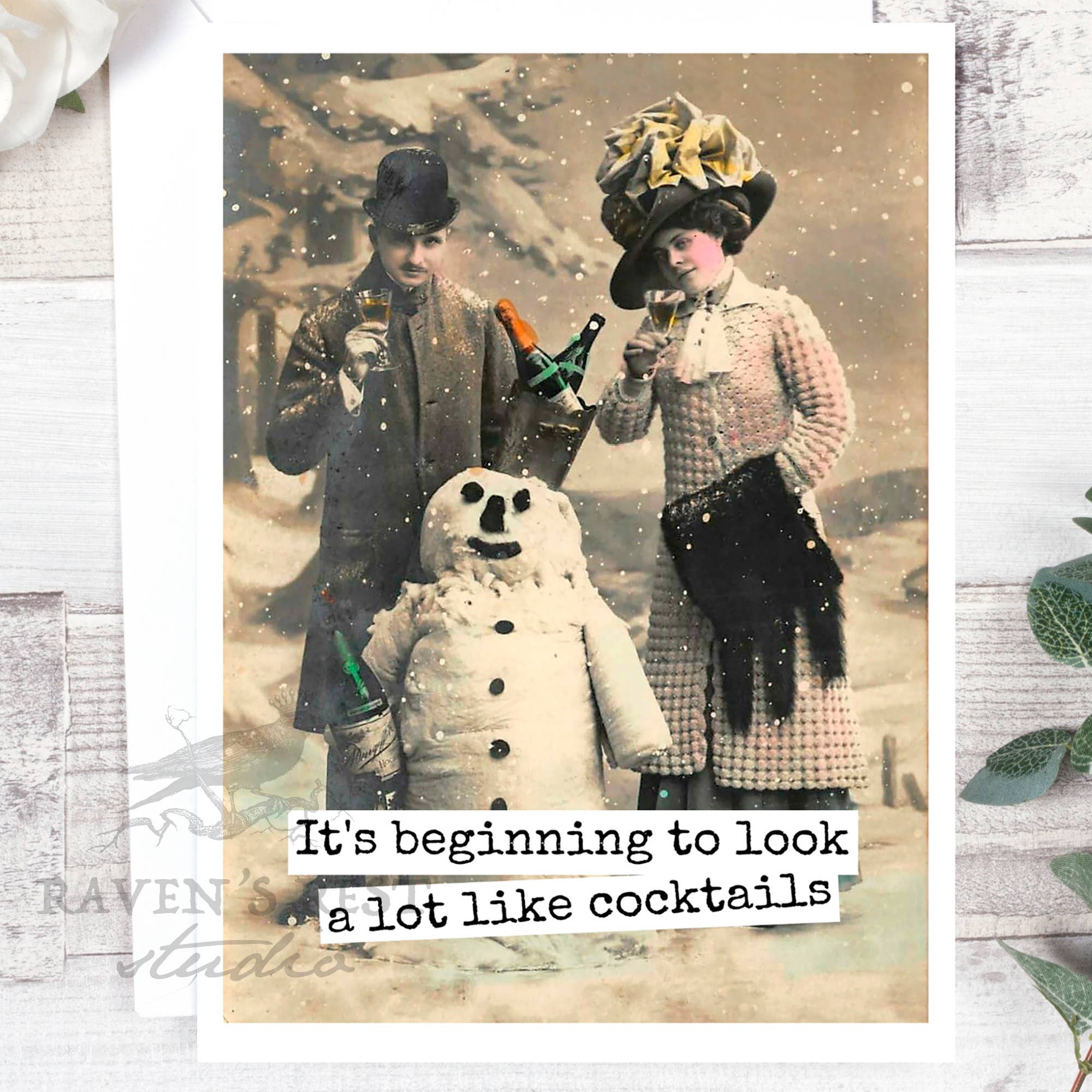 Raven's Rest Studio - Wholesale Christmas Card - It's Beginning To Look a Lot Like Cocktails. Christmas Card.1