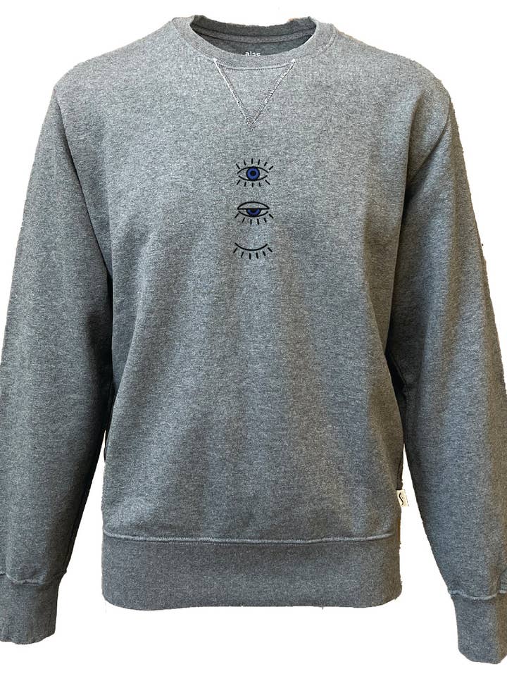 Män Evil Eye broderad antracittröja för wholesale av Alse Studio