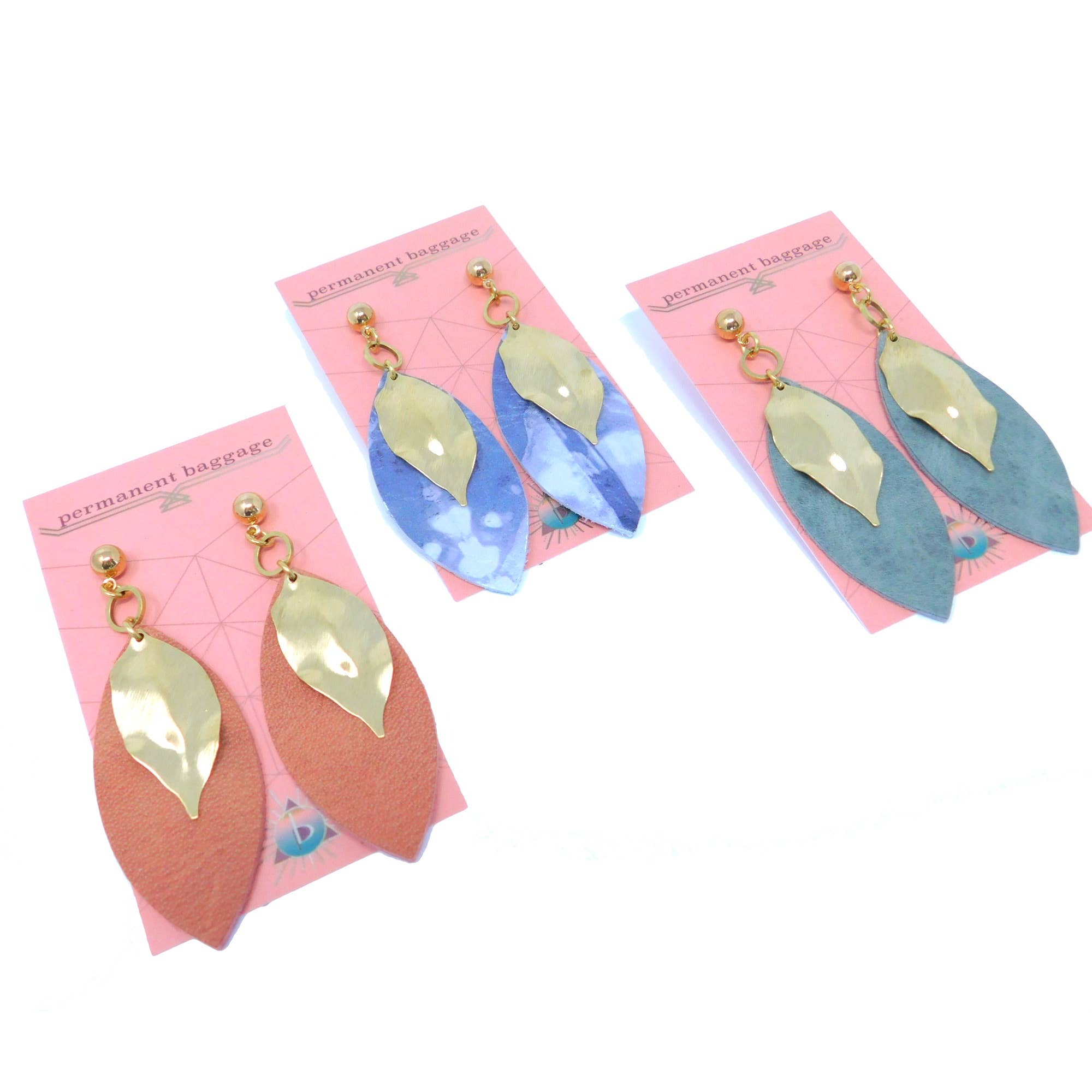 Permanent Baggage - Wholesale Dangle Earrings - Edgy Leather Earrings - Leaf2