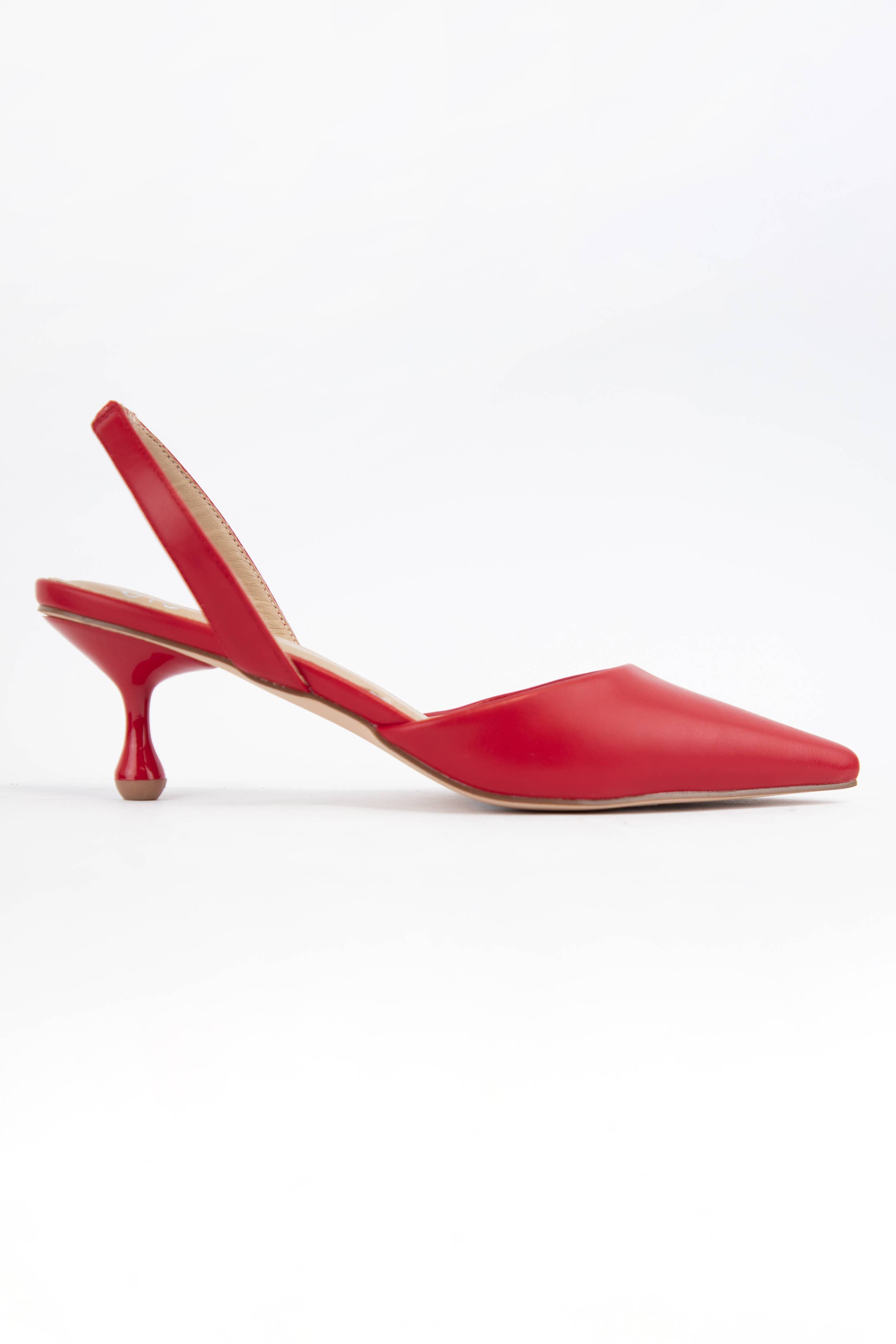 Oliccui – Großhandel Schuhe mit niedrigen Absätzen – Damen – SPITZ ZEH SLINGBACK-RIEMEN SKULPTURIERTE KITTEN-ABSÄTZE11