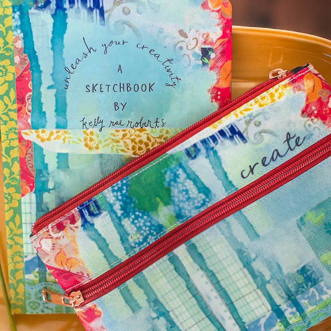 Kelly Rae Roberts - Wholesale Pencil Case/Pouch - Unleash Your Creativity Pen Pouch with Elastic Band