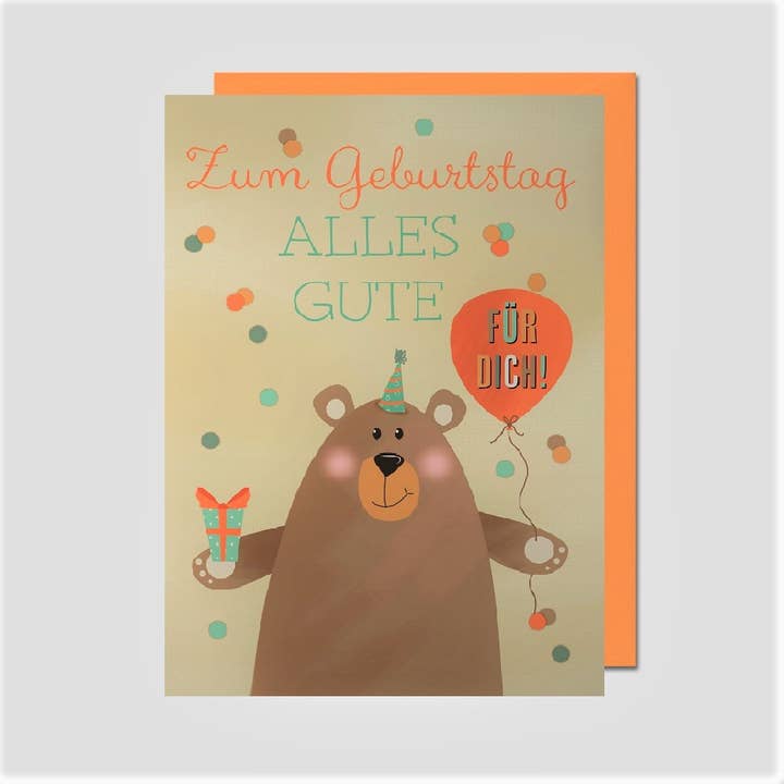 Party bear birthday card for children for wholesale by Michel-Verlag GmbH