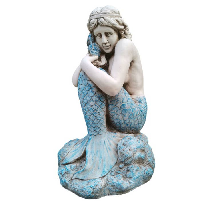 CB Home Collection - Wholesale Sculpture - 27" Light Blue Sitting Mermaid Statue