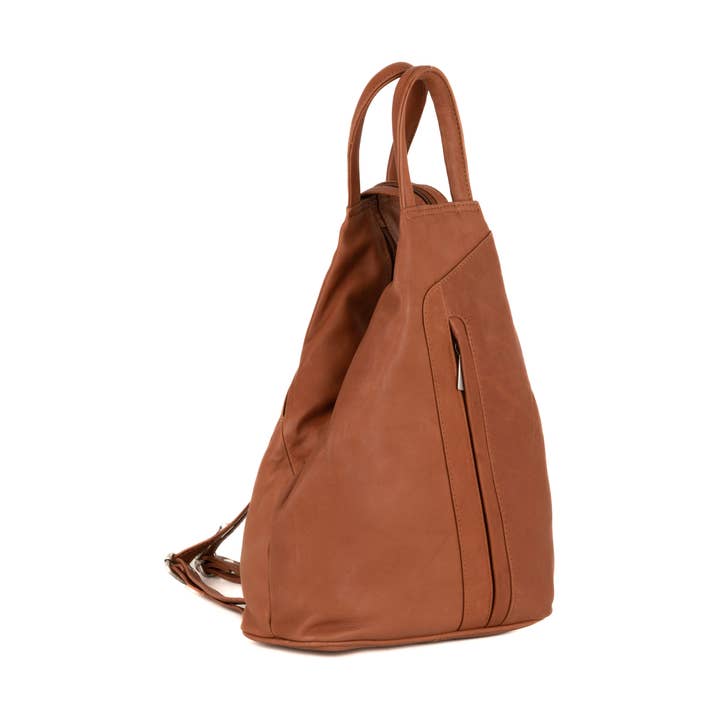 284238-25 leren rugzak met YKK-rits, cognackleurig voor wholesale door The Trend