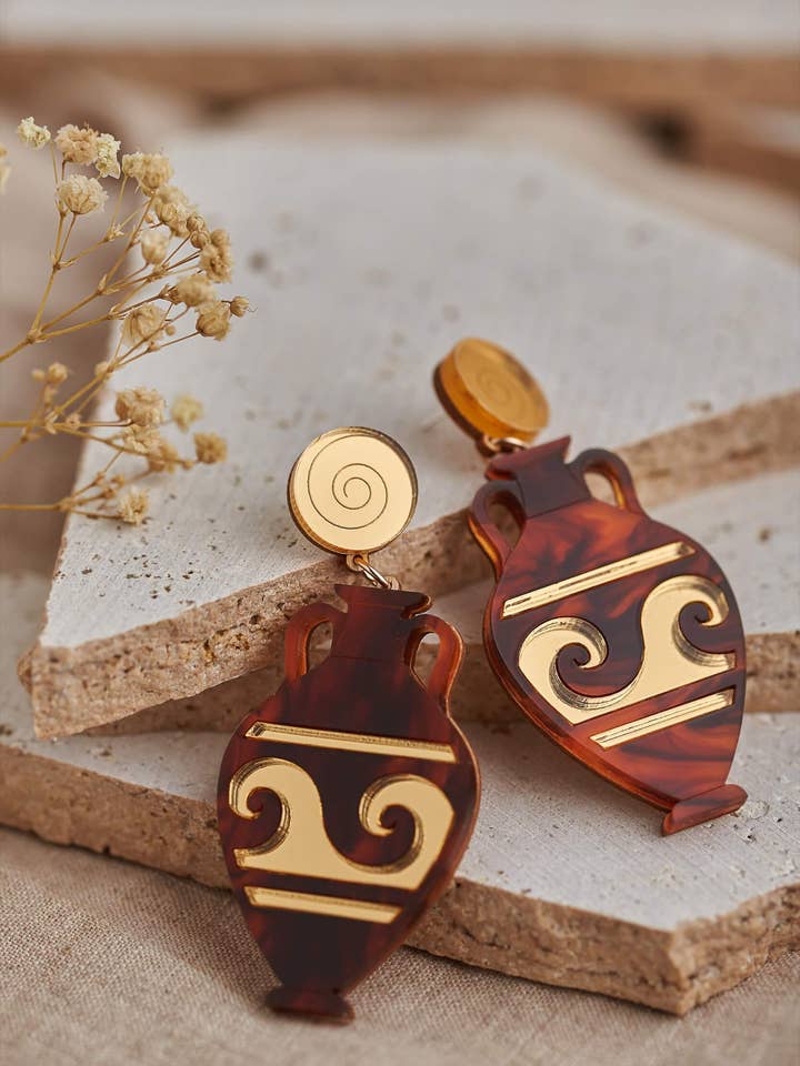 Pendientes Amphora llamativos cortados con láser para venta al por mayor de Plato's Fire