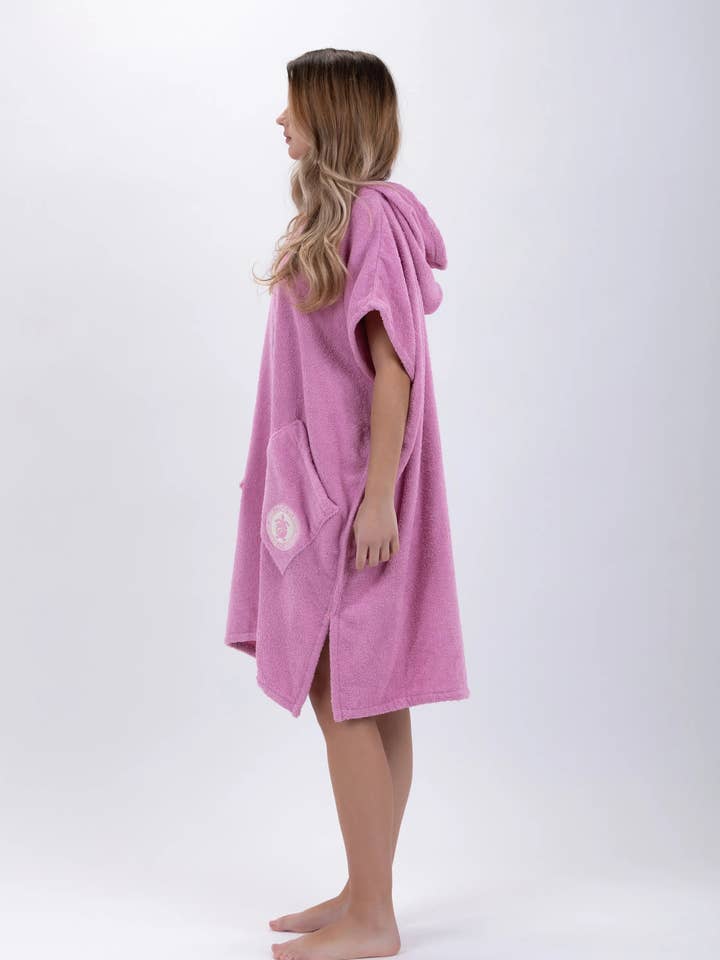 PACIFIQUE SUD - Wholesale Poncho - Women's - Poncho Surf Rosa - Tamanho Único - Algodão - Sem mangas - Com Fecho Zip1